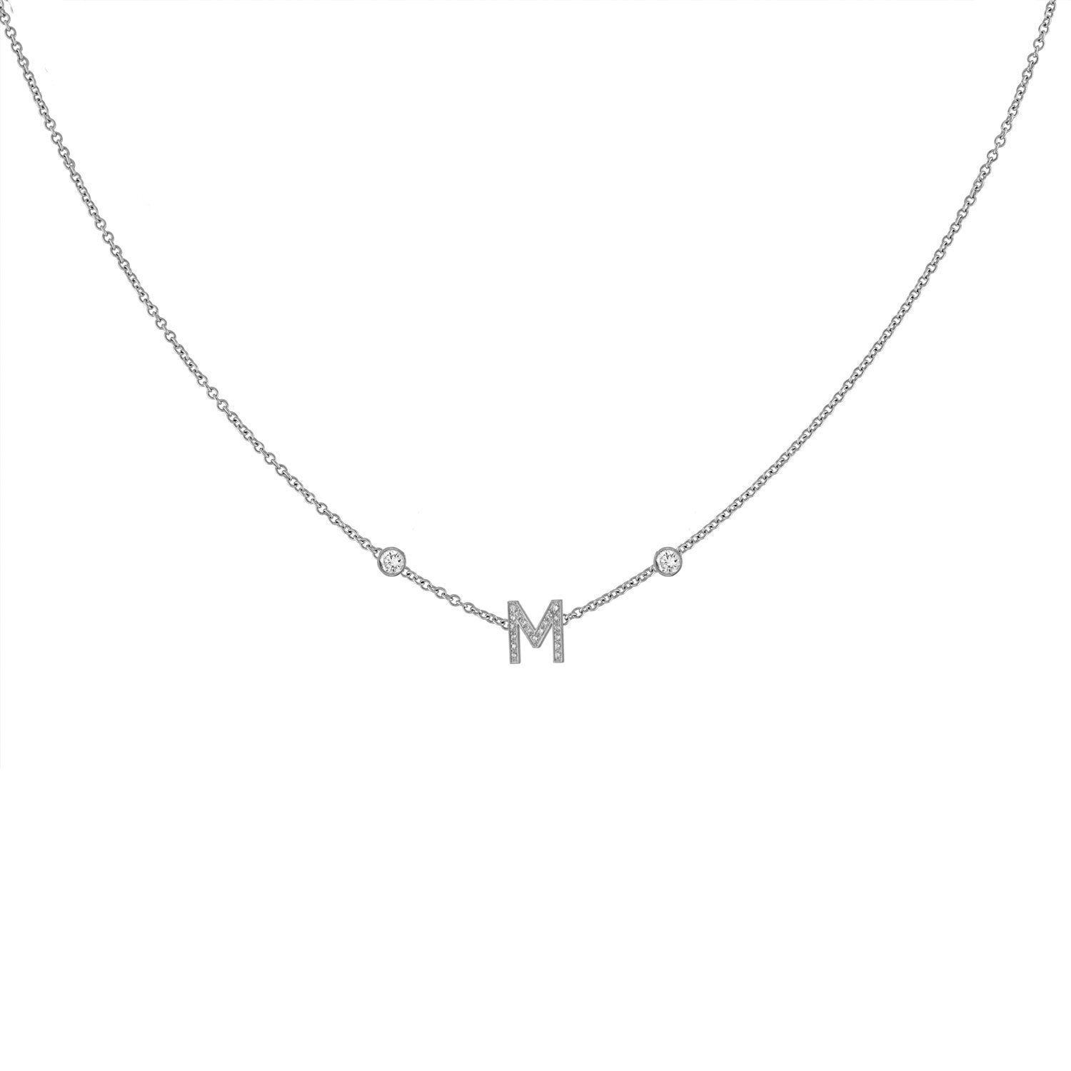 Mini Pave Letter Necklace with Bezels