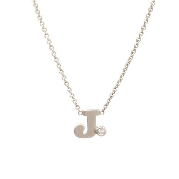 Letter Necklace with Single Diamond Bezel