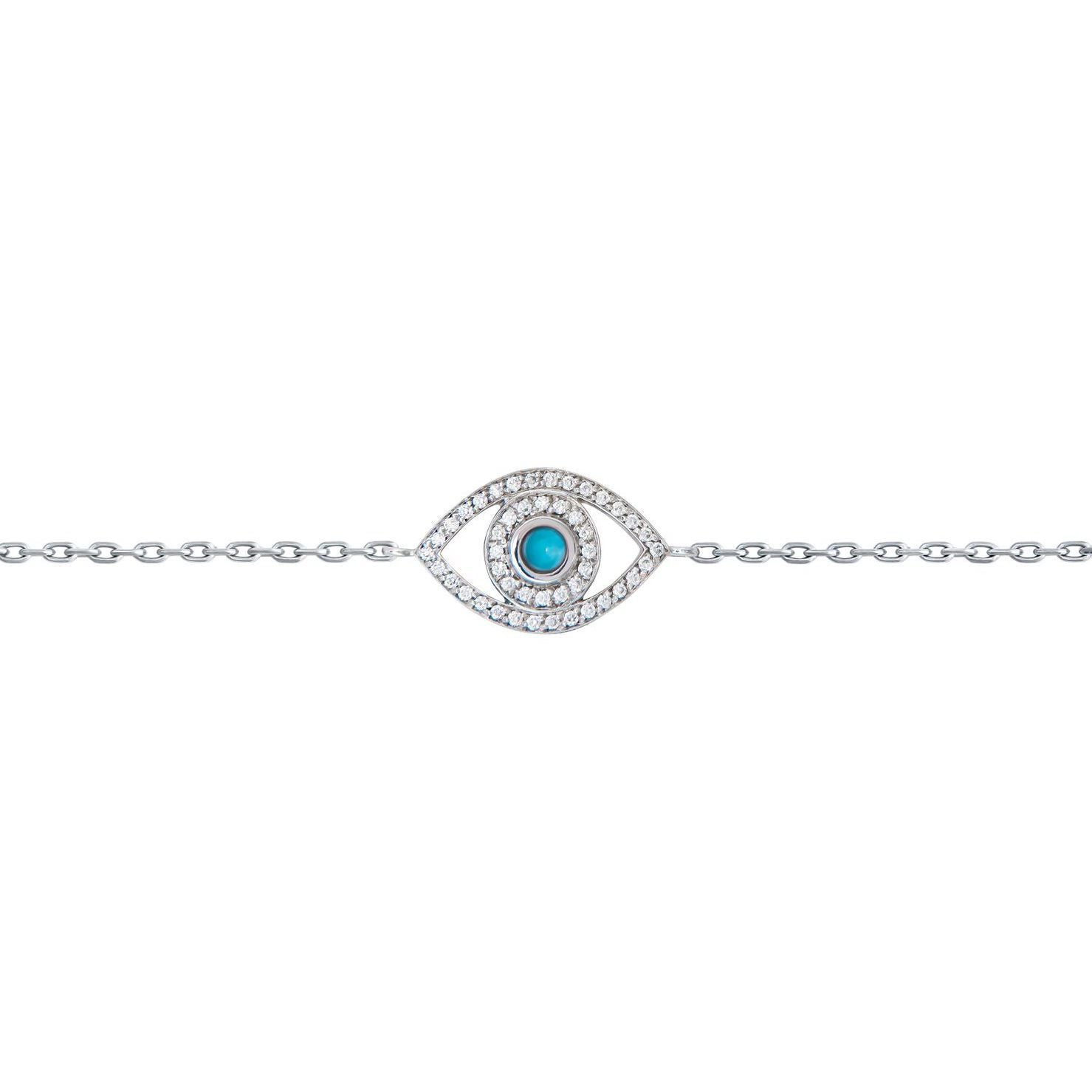 Mini Diamond and Turquoise Eye Bracelet