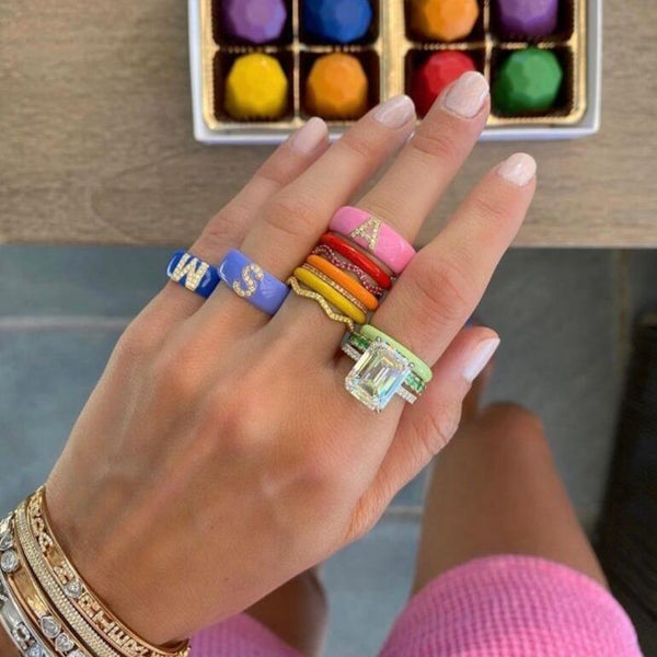 Colored Enamel Thin Ring