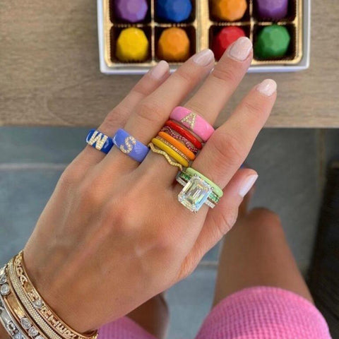 Colored Enamel Thin Ring