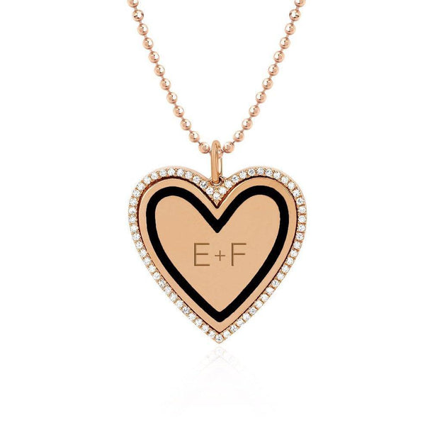 Diamond and Enamel Heart Necklace