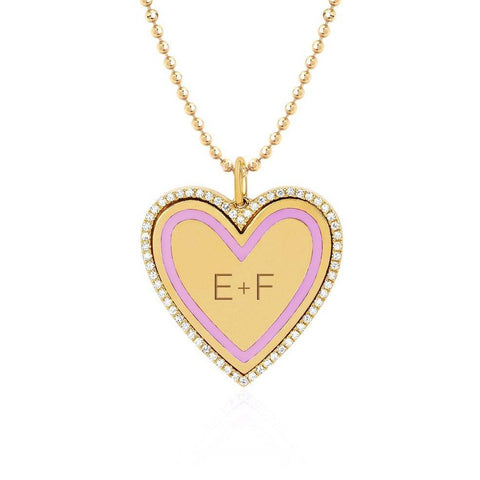 Diamond and Enamel Heart Necklace