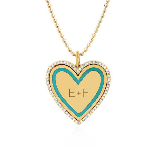 Diamond and Enamel Heart Necklace