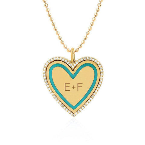 Diamond and Enamel Heart Necklace