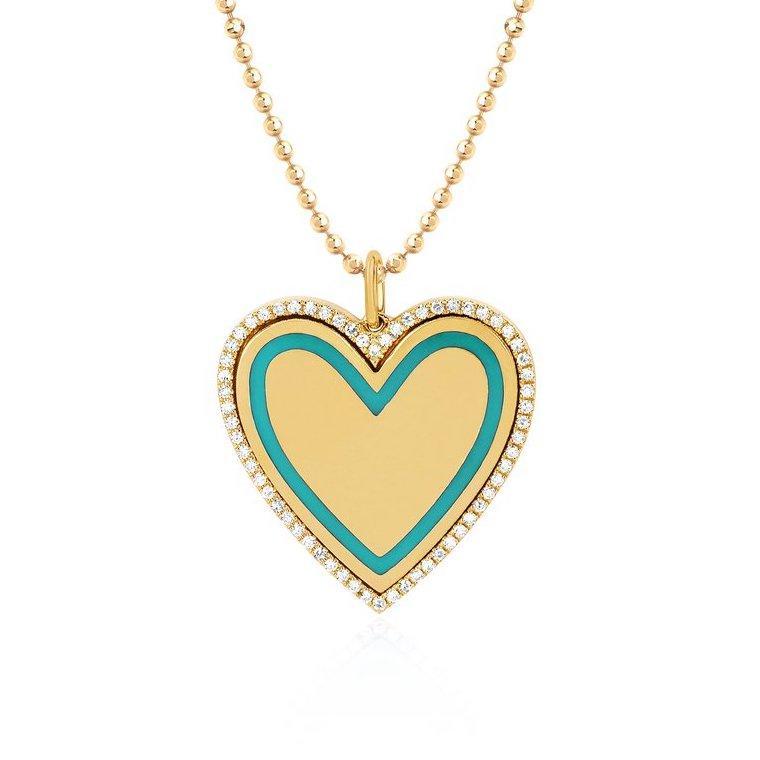 Diamond and Enamel Heart Necklace