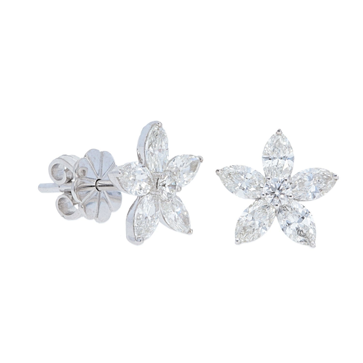 Marquise Diamond Flower Earrings
