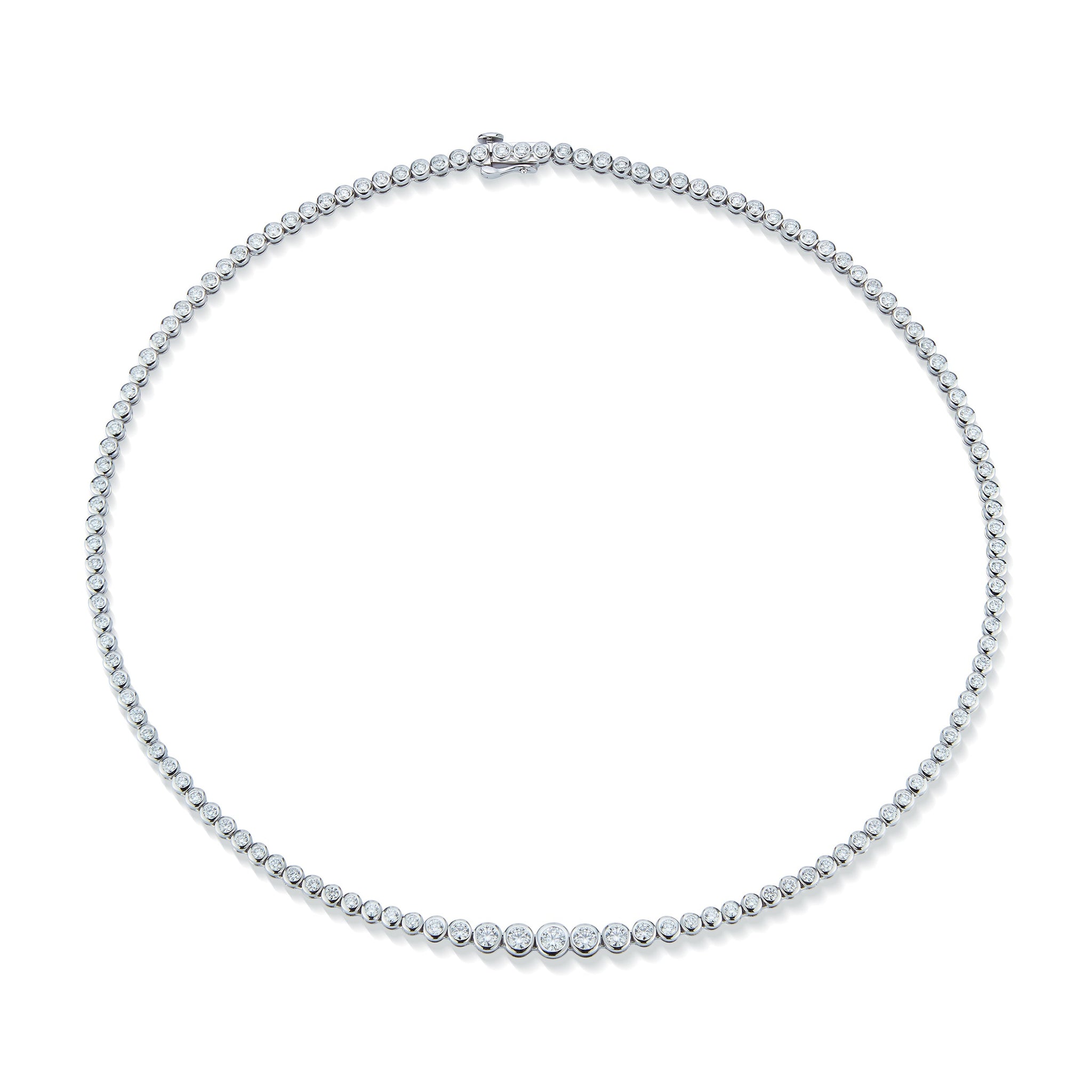 Graduated Bezel Set Tennis Necklace
