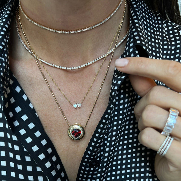 Mini Two Stone Hearts Necklace