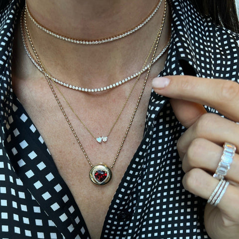 Mini Two Stone Hearts Necklace