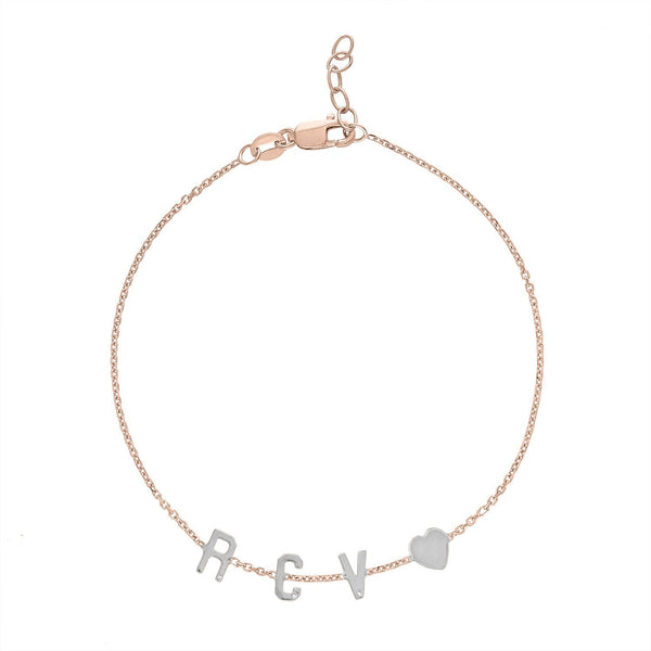 Mini Initial Bracelet with Heart