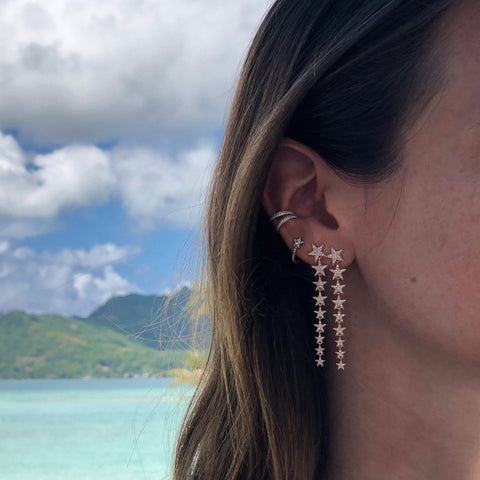Diamond Star Drop Earrings