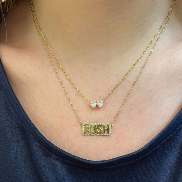 Mini Two Stone Hearts Necklace
