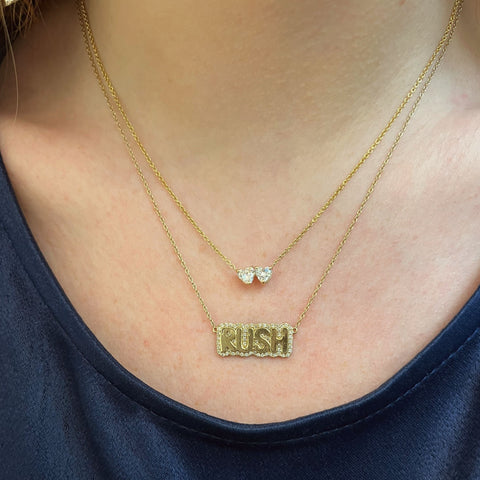 Mini Two Stone Hearts Necklace