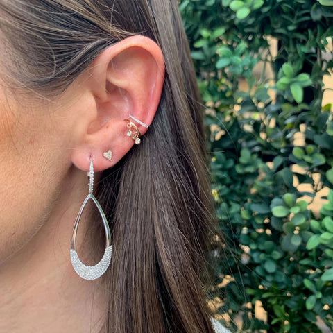 Half Pave Pear Shaped Earrings