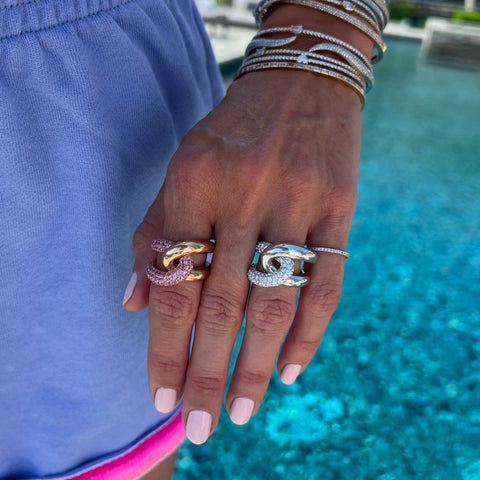 Gold and Diamond Intertwin Ring