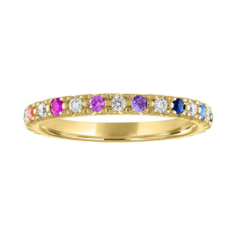 Alternating Diamond and Rainbow Eternity Band