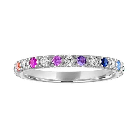 Alternating Diamond and Rainbow Eternity Band
