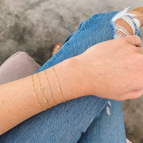 Mini Initial Bracelet with Diamond Bezel