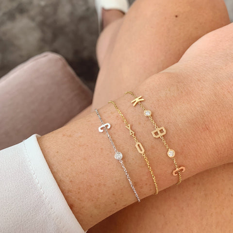 Mini Date Bracelet with Diamond Bezels