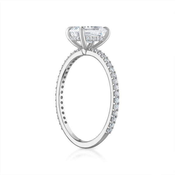 Emerald Pave with Pave Underbezel Engagement Ring in Platinum