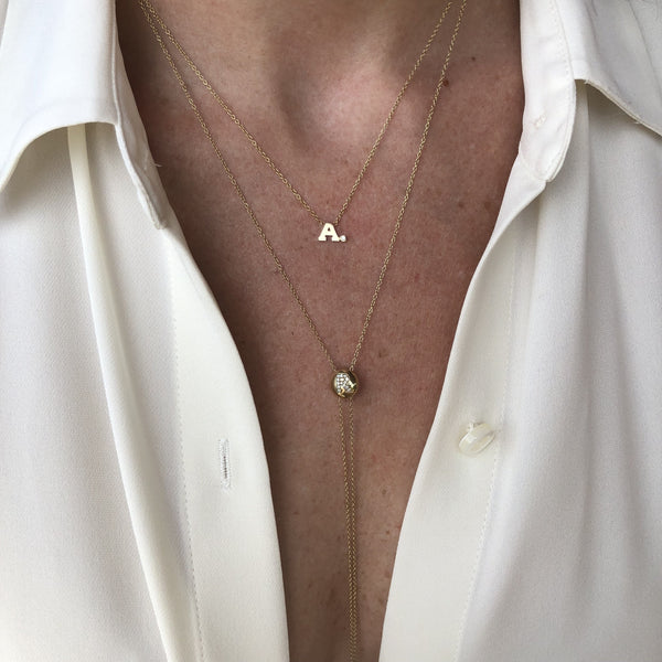 Letter Necklace with Single Diamond Bezel