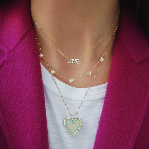 Diamond and Enamel Heart Necklace