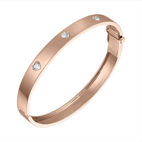 Triple Diamond Heart Bangle
