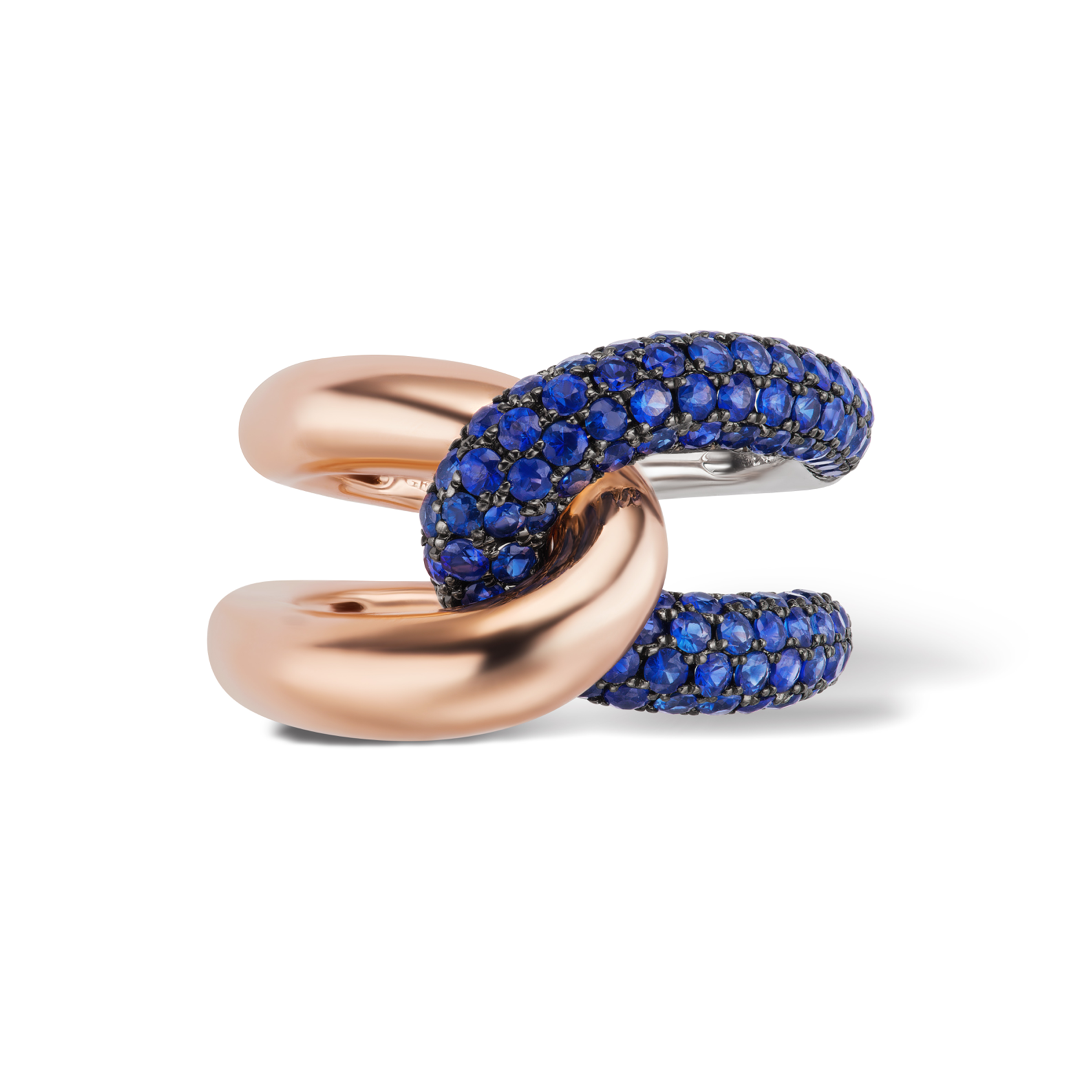 Gold and Gemstone Intertwin Ring