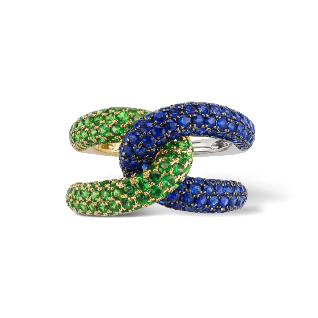 Gemstone Intertwin Ring
