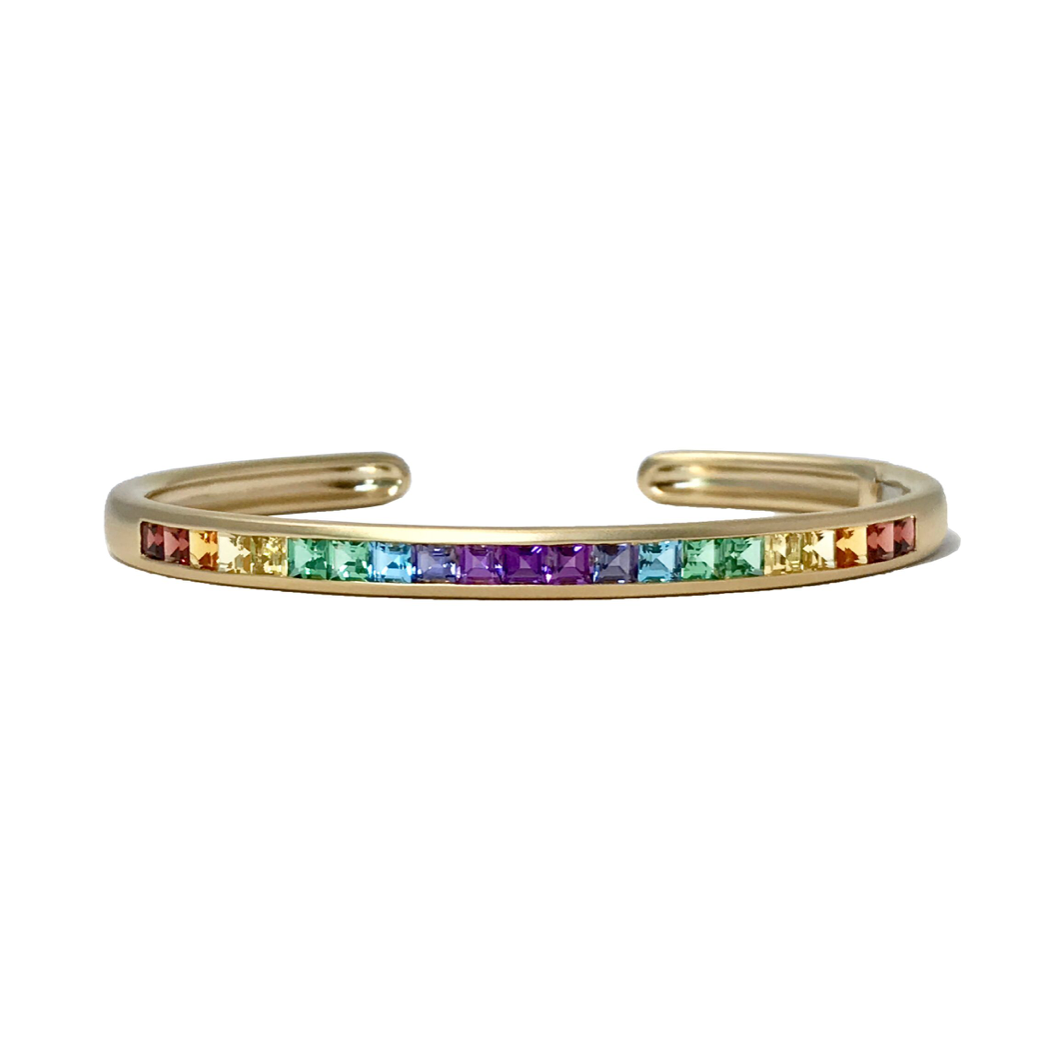 Oval Cirque Cuff with Rainbow Squares