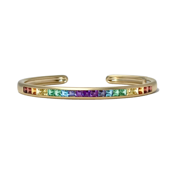 Oval Cirque Cuff with Rainbow Squares