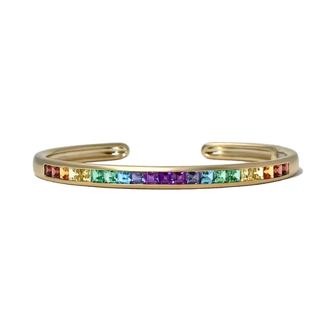 Oval Cirque Cuff with Rainbow Squares