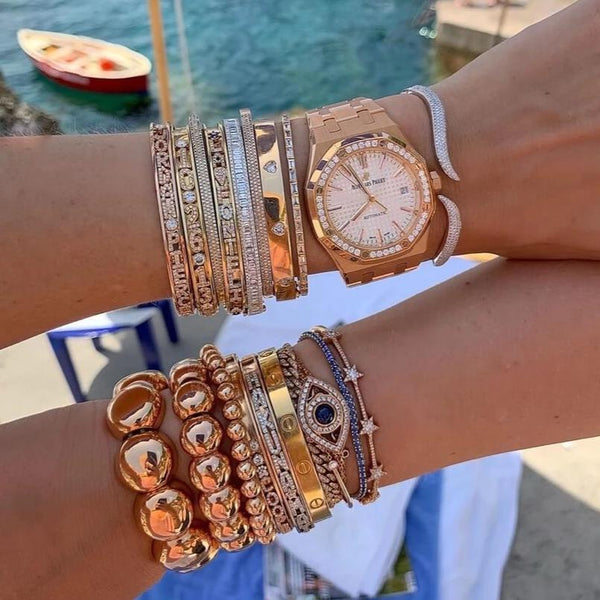 Pave Edge Diamond Baguette Bangle