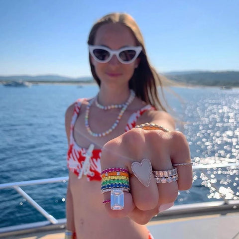 Jumbo Heart Ring with Pave Outline