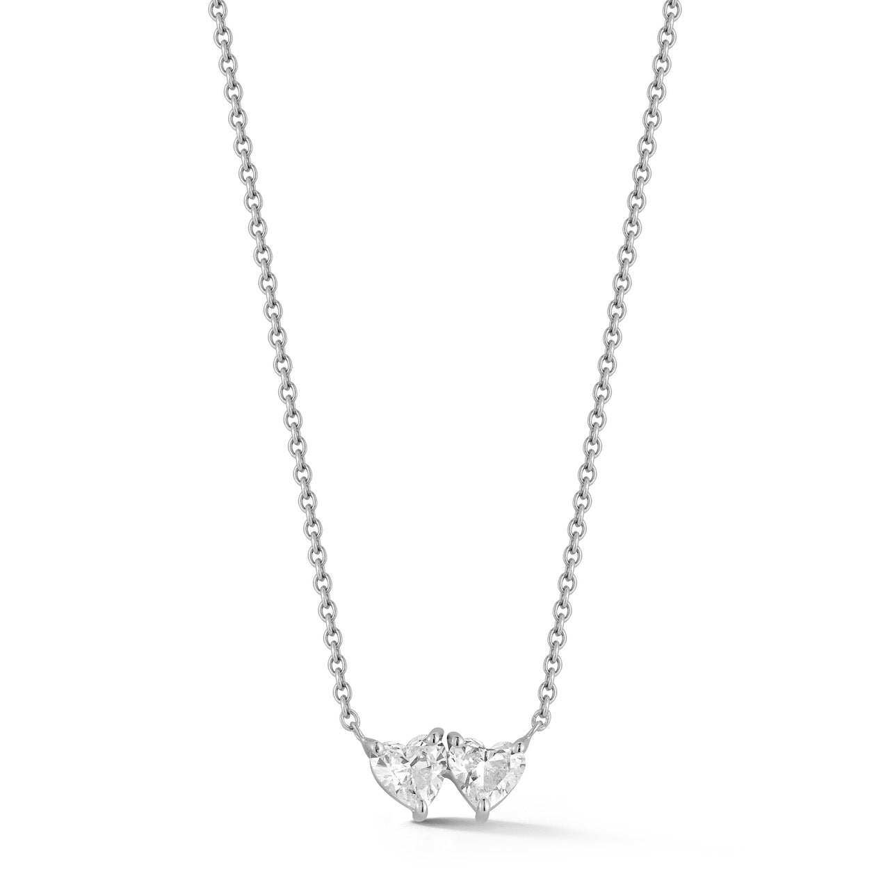 Mini Two Stone Hearts Necklace
