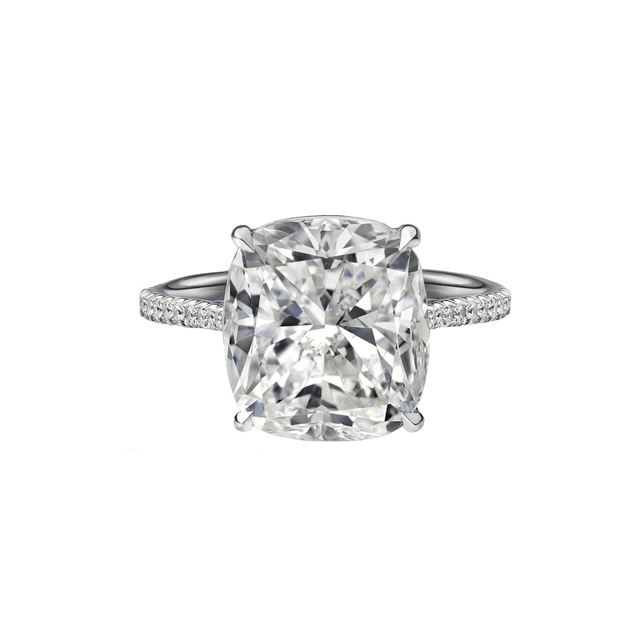 6.89 Carat Cushion Cut Engagement Ring with Diamond Pavé