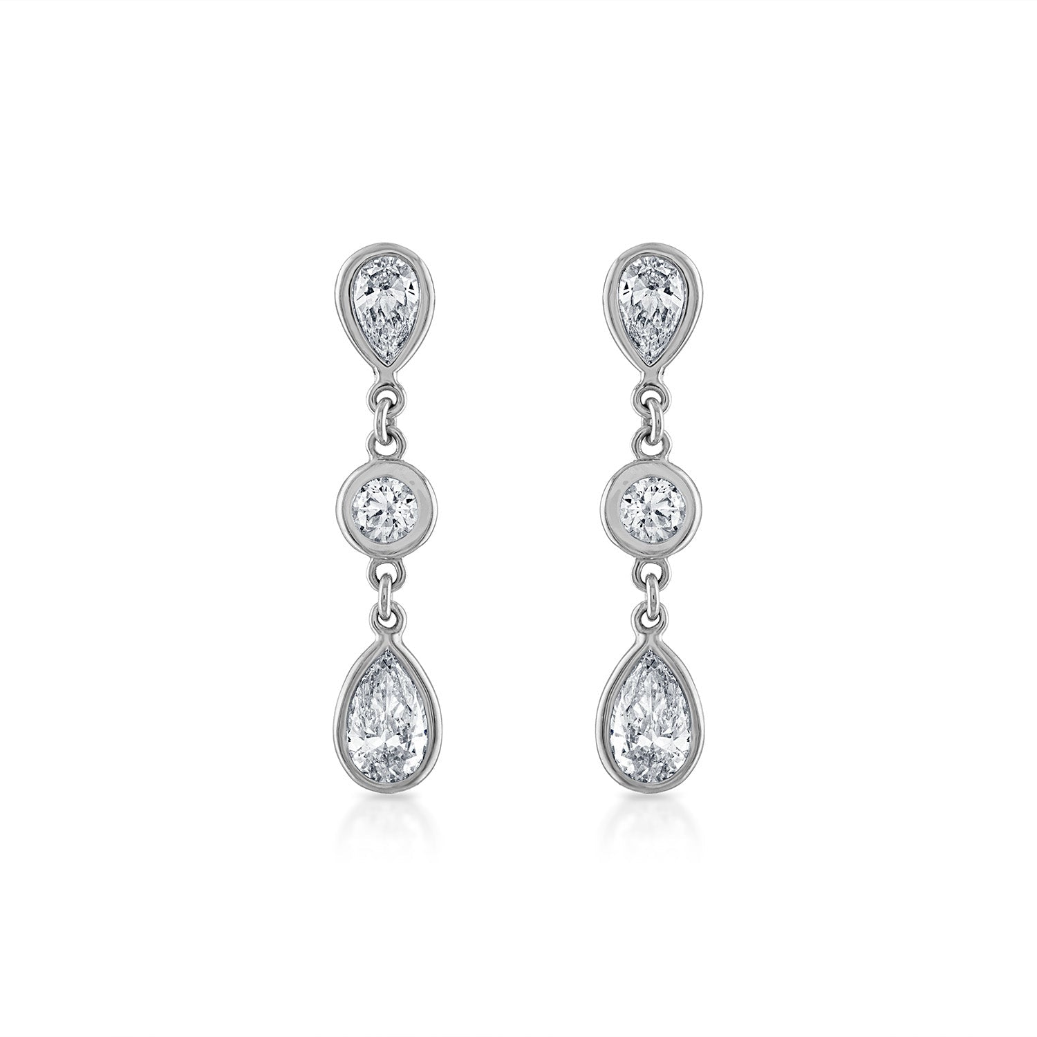 Pear and Round Bezel Drop Earring