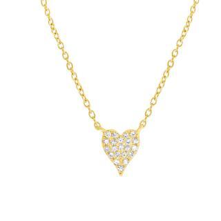 Mini Pave Heart Elongated Necklace