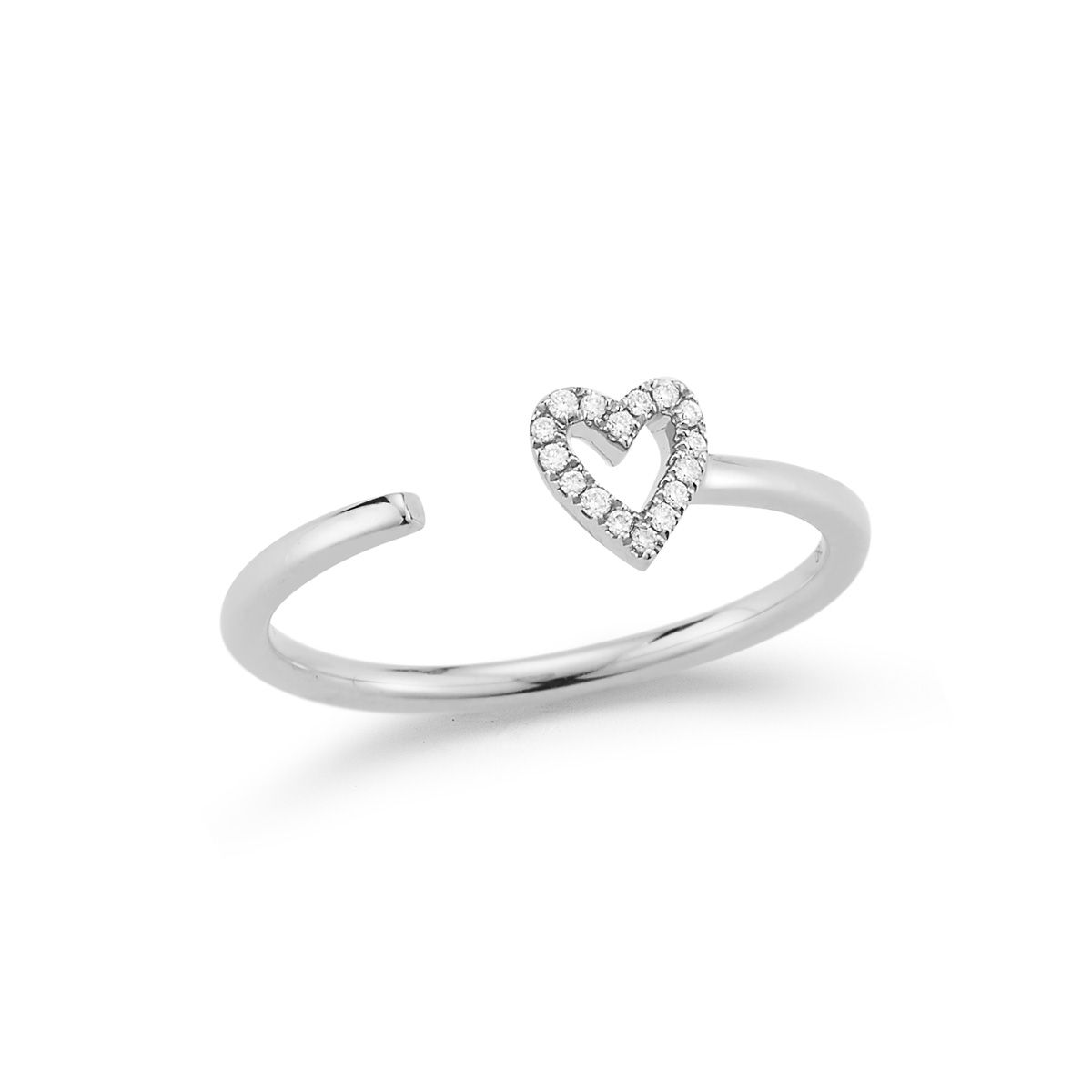 Open Diamond Heart Ring