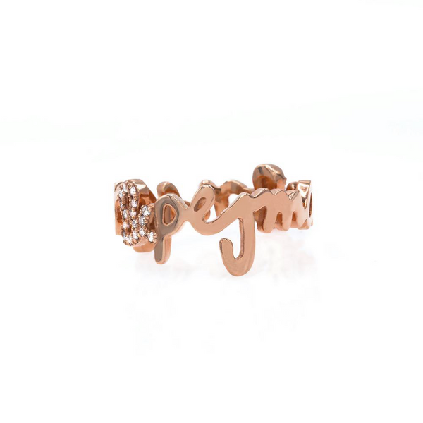 Two Name Ring with Diamond Accent