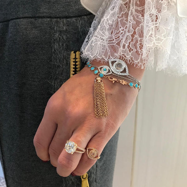 Mini Diamond and Turquoise Eye Bracelet