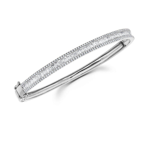 Pave Edge Diamond Baguette Bangle