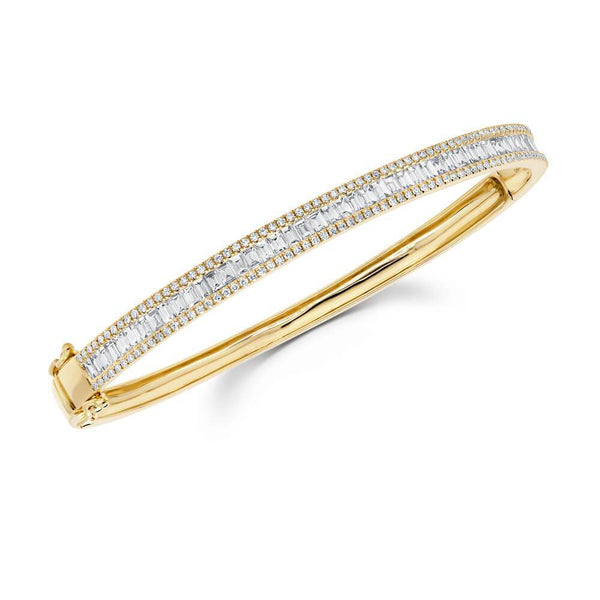 Pave Edge Diamond Baguette Bangle