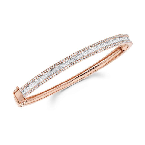 Pave Edge Diamond Baguette Bangle