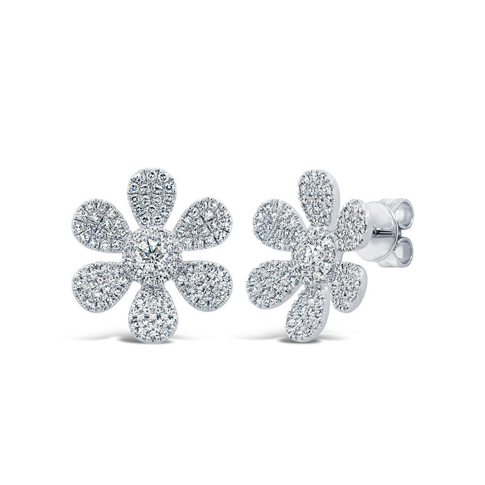 Large Pave Flower Stud