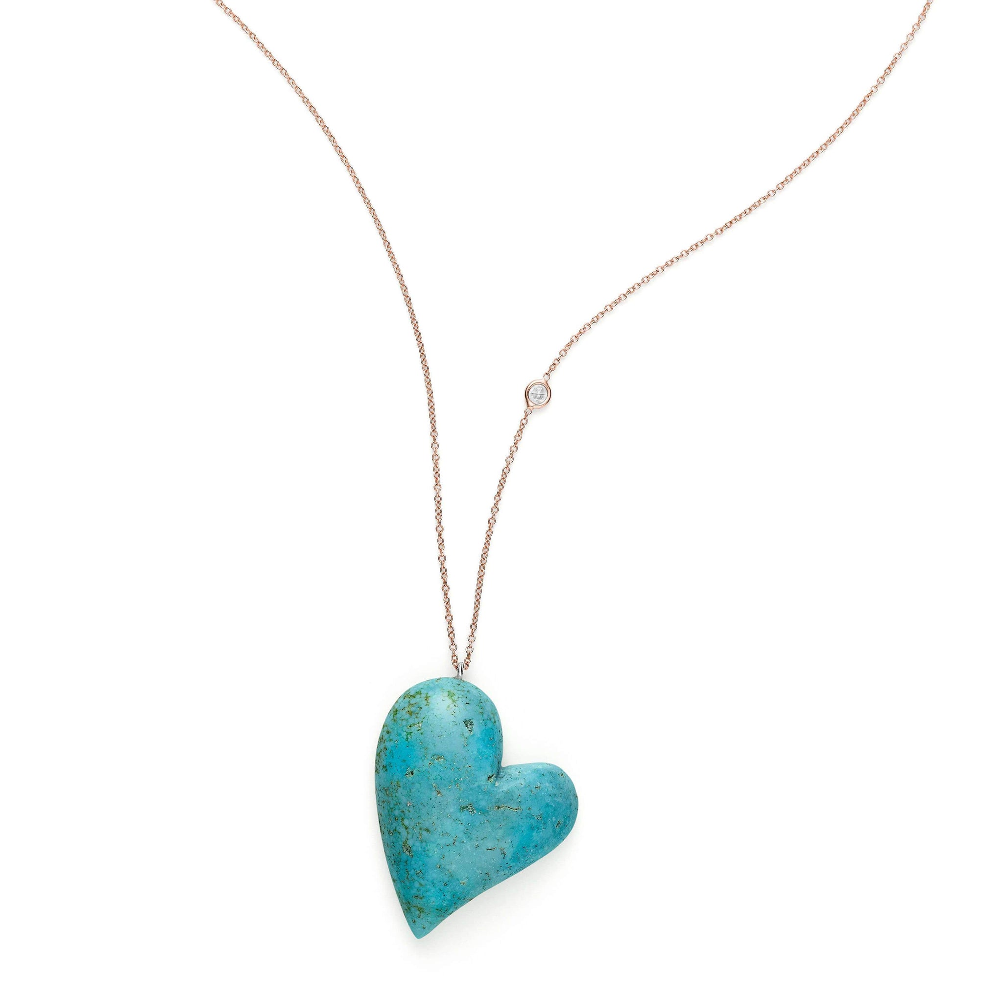 "Self Love" Rose Gold Turquoise Heart Necklace