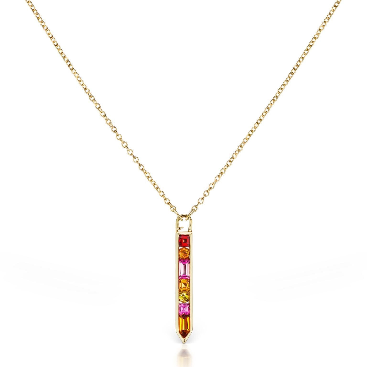 Vertical Gemstone Arrow Necklace