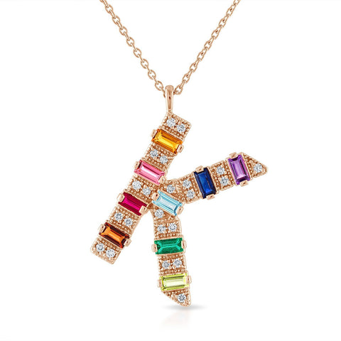 Mini Gemstone Initial Necklace