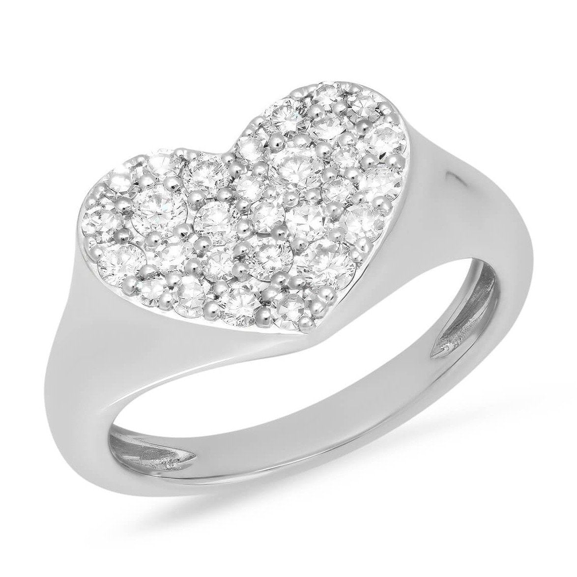 Diamond Smushed Heart Pinky Ring